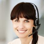 Female customer service employee with headset